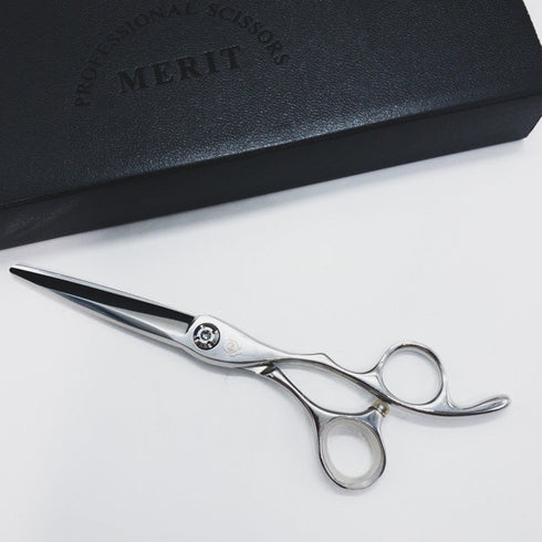 美品【MERITメリット山神剣】AQUA N-CJN60 シザー オフセット 理容 美容ハサミ 美容師 理容師 右利き 6インチ 中古 sc1044