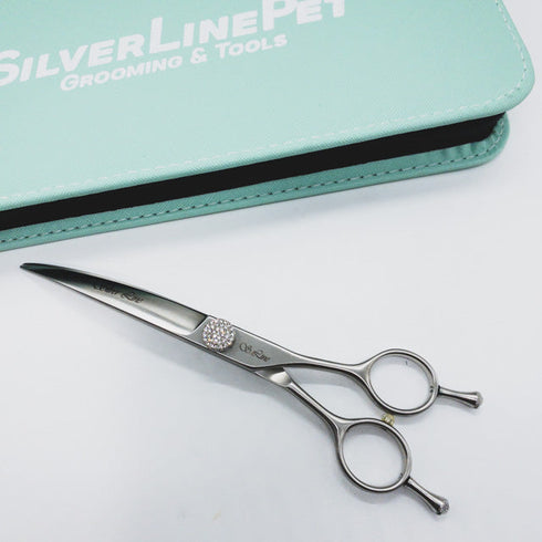 美品【シルバーラインSilverLine】MHC700ディープライトカーブバサミ トリミングシザー メガネ 右利き トリマー ペット 7インチ 中古 sc1060