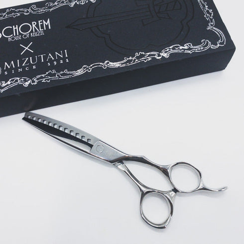 【ミズタニシザーズ ミズタニシザーMIZUTANI SCISSORS】SCHOREM MASTER 12シュコーラムマスター オフセット シザー セニング 美容ハサミ すきばさみ 美容師 理容師 約35~45% 右利き 6インチ 中古 sc1081
