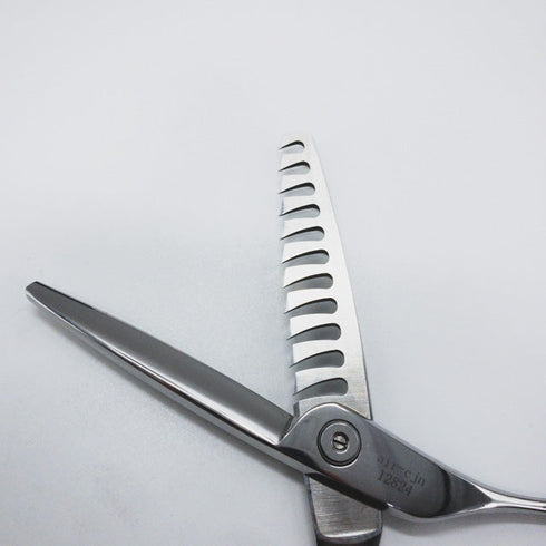 美品【MERITメリット山神剣】air cjn オフセット シザー セニング 美容ハサミ すきばさみ 美容師 理容師 約20% 右利き 6インチ 中古 sc1086