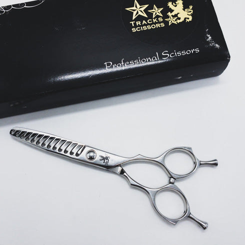 【トラックスシザーズ トラックスシザーTRACKS SCISSORS】BLOW13 メガネ シザー セニング 美容ハサミ すきばさみ 美容師 理容師 約18~25% 右利き 5.8インチ 中古 sc1088