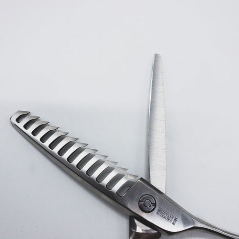 【ミズタニシザーズ ミズタニシザーMIZUTANI SCISSORS】STELLITE alloy 231ステライトアロイ逆刃 オフセット シザー セニング 美容ハサミ すきばさみ 美容師 理容師 約25~30% 右利き 6.1インチ 中古 sc1089