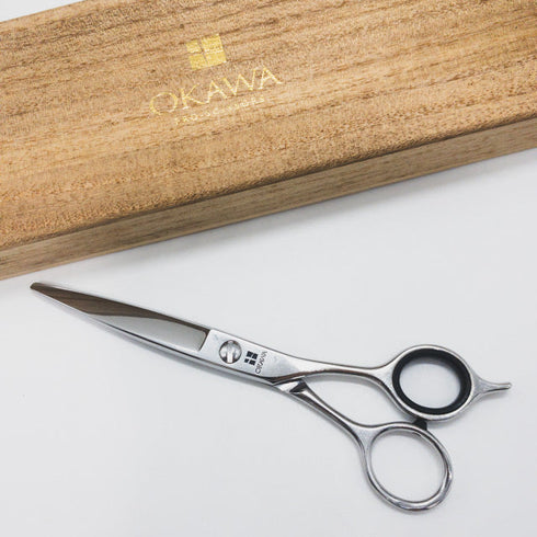 【オオカワプロシザーズ オオカワプロシザーOKAWA PRO SCISSORS】HCS60 ドライカット スライド シザー メガネ 理容 美容ハサミ 美容師 理容師 右利き 6インチ 中古 sc1201