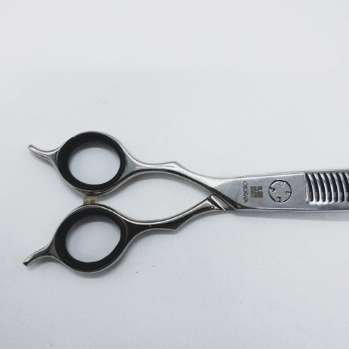 【オオカワプロシザーズ オオカワプロシザーOKAWA PRO SCISSORS】HC302 メガネ シザー セニング 美容ハサミ すきばさみ 美容師 理容師 約25~30% 左利き 5.8インチ 中古 sc1226