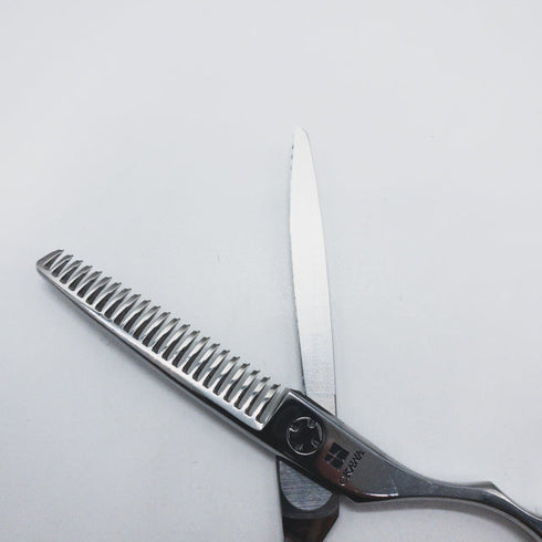 【オオカワプロシザーズ オオカワプロシザーOKAWA PRO SCISSORS】233 メガネ シザー セニング 美容ハサミ すきばさみ 美容師 理容師 約20~25% 右利き 6インチ 中古 sc1267