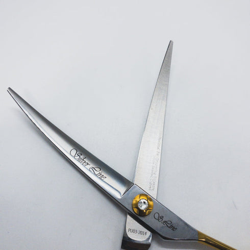 【シルバーラインSilverLine】国民三銃士ノコギリ刃 KUTC700 カーブ トリミングシザー メガネ 右利き トリマー ペット 7インチ 中古 sc1269