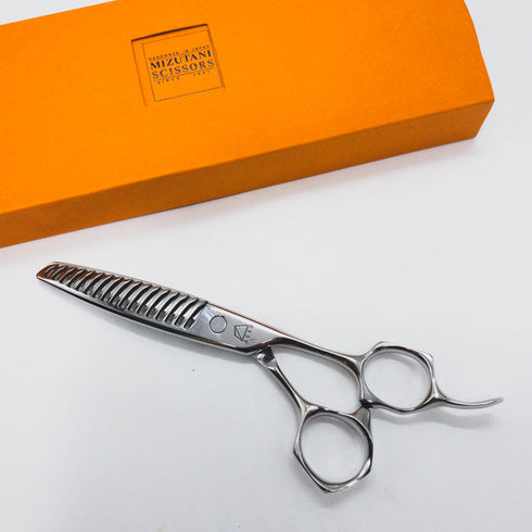 【ミズタニシザーズ ミズタニシザーMIZUTANI SCISSORS】Acroleaf WIDE K-25正刃 オフセット シザー セニング 美容ハサミ すきばさみ 美容師 理容師 約15~25% 右利き 5.8インチ 中古 sc1298