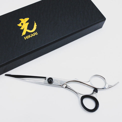 美品【ヒカリシザーズHIKARI光シザーHIKARI SCISSORS】F-5シザー オフセット理容 美容ハサミ 美容師 理容師 右利き 5.7インチ 中古 sc139