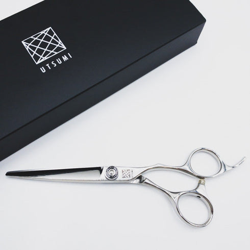 新品未使用【内海ウツミUTSUMI】UMIX MX160 ダマスカスシザー オフセット理容 美容ハサミ 右利き 6インチ 中古 sc2557