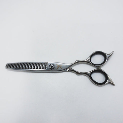 美品【山神剣 YAMAGAMI TSURUGI】AQUA N-MⅡ N-M2 メガネ シザー セニング 美容ハサミ すきばさみ 美容師 理容師 約20% 右利き 6インチ 中古 sc1499