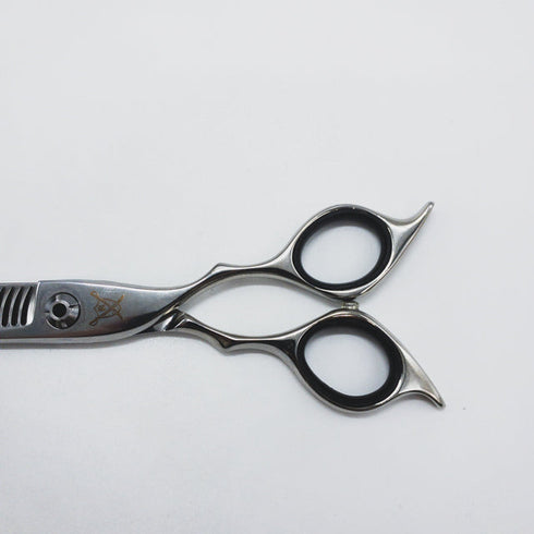 美品【山神剣 YAMAGAMI TSURUGI】AQUA N-MⅡ N-M2 メガネ シザー セニング 美容ハサミ すきばさみ 美容師 理容師 約20% 右利き 6インチ 中古 sc1499