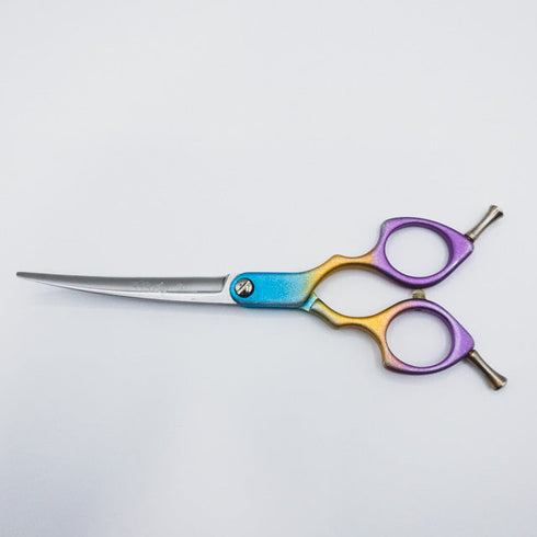 【333dog careドッグケア】グラデーション カーブシザー メガネ トリミング トリマー ペット右利き 6インチ sc153