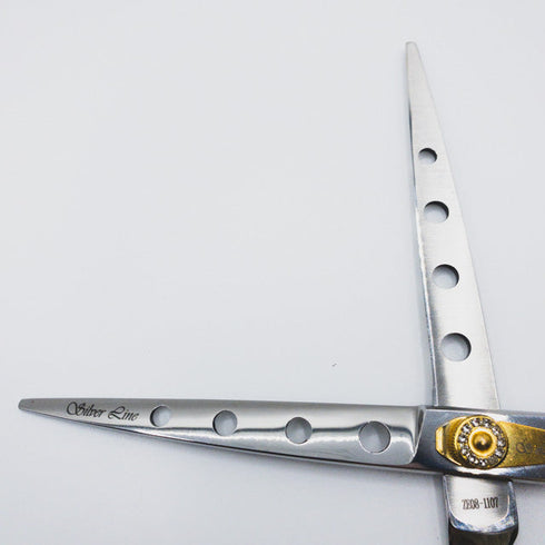 【SilverLineシルバーライン 】穴あきストレートS700 トリミングシザー オフセット 右利き トリマー ペット 7インチ 中古 sc154