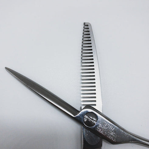 【東京理器 胡蝶】SIGNAL TP-25 50%CUT トリミングシザー 右利き セニング トリマー ペット 5.9インチ 中古 sc1540
