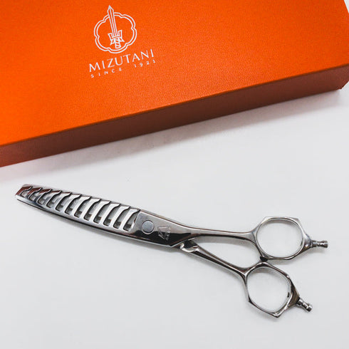 【ミズタニシザーズ ミズタニシザーMIZUTANI SCISSORS】Acroleaf WIDE M-50 メガネ シザー セニング 美容ハサミ すきばさみ 美容師 理容師 約40~50% 右利き 5.8インチ 中古 sc1553