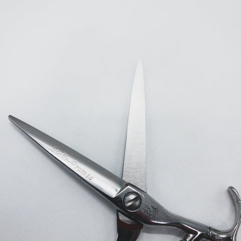 新品同様【ヒカリシザーズHIKARI光シザーHIKARI SCISSORS】STELLA COSMOS802 ステラコスモス シザー オフセット 理容 美容ハサミ 美容師 理容師 右利き 6インチ 中古 sc1630