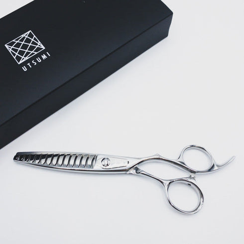 新品未使用【内海ウツミUTSUMI】U&U DOUBLE38両グシ オフセット シザー セニング 美容ハサミ すきばさみ 美容師 理容師 約38% 右利き 6インチ 中古 sc2366