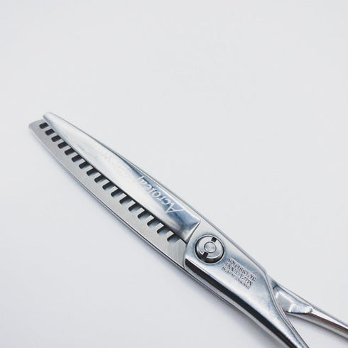 美品【ミズタニシザーズ ミズタニシザーMIZUTANI SCISSORS】ACRO Acroleaf WIDE M-25 leftyメガネ シザー セニング 美容ハサミ すきばさみ 美容師 理容師 約15~25% 左利き 5.8インチ 中古 sc184