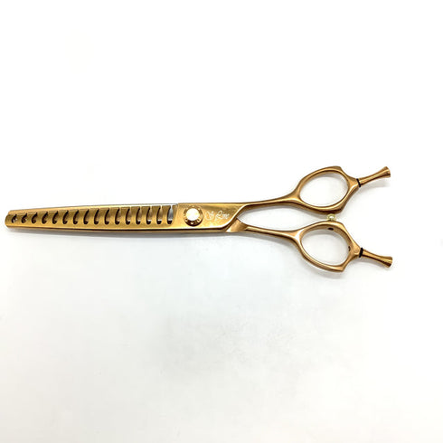 【シルバーラインSilverLine】ゴールドパンパン手品ハサミSUM7016 トリミングシザー 右利き セニング トリマー ペット 7インチ 中古 sc2045