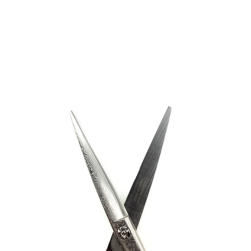 新品未使用【ルクスシザーLUXE】Dama-Long6.5OFダマスカス シザー オフセット 理容 美容ハサミ 美容師 理容師 右利き 6.5インチ 中古 sc2522