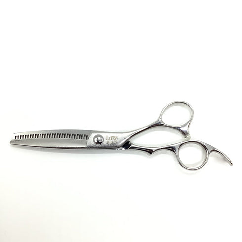 新品未使用【ルクスシザーLUXE】Fiji Pダマスカス オフセット シザー セニング 美容ハサミ すきばさみ 美容師 理容師 約25~30% 右利き 6インチ 中古 sc2265