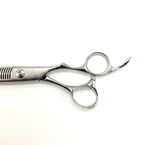 新品未使用【ルクスシザーLUXE】Fiji Pダマスカス オフセット シザー セニング 美容ハサミ すきばさみ 美容師 理容師 約25~30% 右利き 6インチ 中古 sc2265