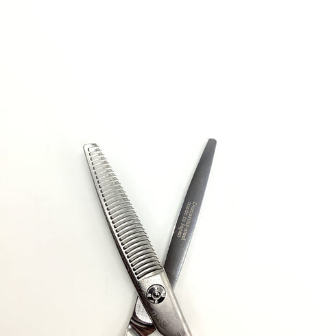 新品未使用【ルクスシザーLUXE】Fiji Pダマスカス オフセット シザー セニング 美容ハサミ すきばさみ 美容師 理容師 約25~30% 右利き 6インチ 中古 sc2265