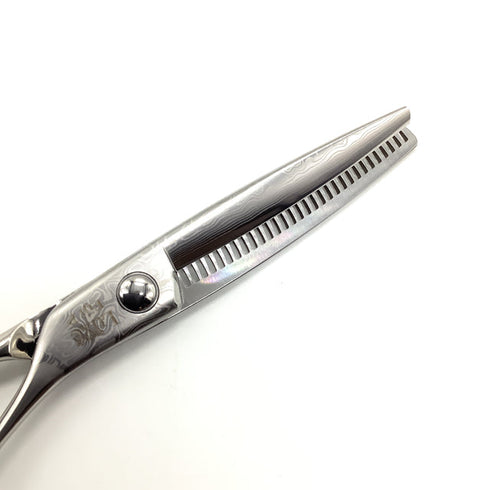 新品未使用【ルクスシザーLUXE】Fiji Pダマスカス オフセット シザー セニング 美容ハサミ すきばさみ 美容師 理容師 約25~30% 右利き 6インチ 中古 sc2265