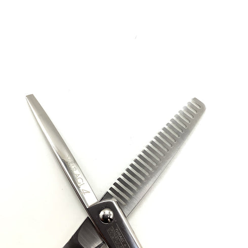 美品【ミズタニシザーズ ミズタニシザーMIZUTANI SCISSORS】ACRO YURAGI4 メガネ シザー セニング 美容ハサミ すきばさみ 美容師 理容師 約15~20% 右利き 6インチ 中古 sc2127