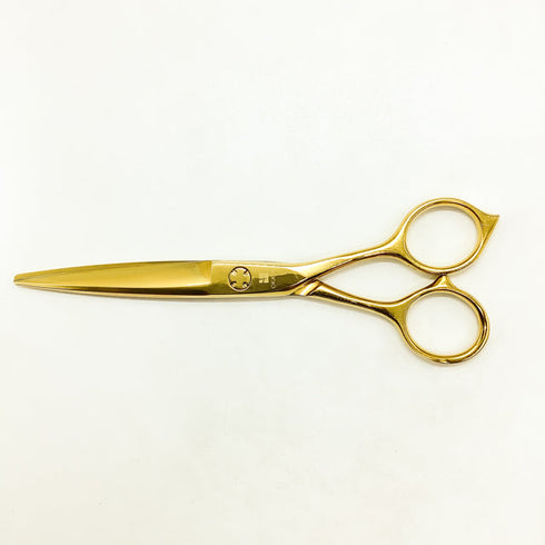 【オオカワプロシザーズ オオカワプロシザーOKAWA PRO SCISSORS】JAGⅡ SGJ60-A ゴールドコーティング シザー メガネ 理容 美容ハサミ 美容師 理容師 右利き 6インチ 中古 sc2162