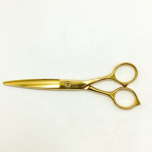 【オオカワプロシザーズ オオカワプロシザーOKAWA PRO SCISSORS】JAGⅡ SGJ60-A ゴールドコーティング シザー メガネ 理容 美容ハサミ 美容師 理容師 右利き 6インチ 中古 sc2162