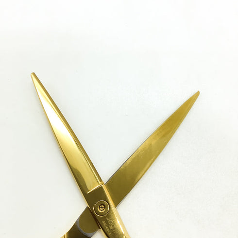 【オオカワプロシザーズ オオカワプロシザーOKAWA PRO SCISSORS】JAGⅡ SGJ60-A ゴールドコーティング シザー メガネ 理容 美容ハサミ 美容師 理容師 右利き 6インチ 中古 sc2162