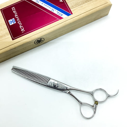 【アルプス株式会社 リビテックハイネッタ21】ハイネッタ ダマスカス302 オフセット シザー セニング 美容ハサミ すきばさみ 美容師 理容師 約20% 右利き 6インチ 中古 sc2200