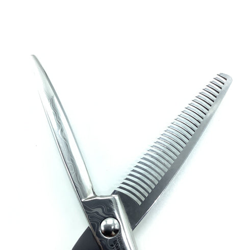 【アルプス株式会社 リビテックハイネッタ21】ハイネッタ ダマスカス302 オフセット シザー セニング 美容ハサミ すきばさみ 美容師 理容師 約20% 右利き 6インチ 中古 sc2200