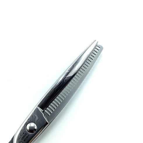 【アルプス株式会社 リビテックハイネッタ21】ハイネッタ ダマスカス302 オフセット シザー セニング 美容ハサミ すきばさみ 美容師 理容師 約20% 右利き 6インチ 中古 sc2200