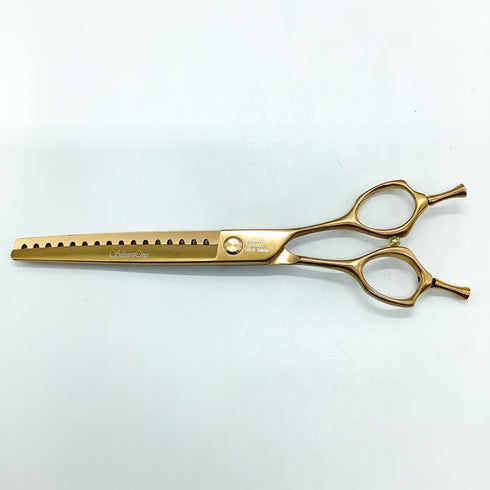 【シルバーラインSilverLine】ゴールドパンパン手品ハサミSUM7016 トリミングシザー 右利き セニング トリマー ペット 7インチ 中古 sc2303
