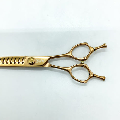 【シルバーラインSilverLine】ゴールドパンパン手品ハサミSUM7016 トリミングシザー 右利き セニング トリマー ペット 7インチ 中古 sc2303