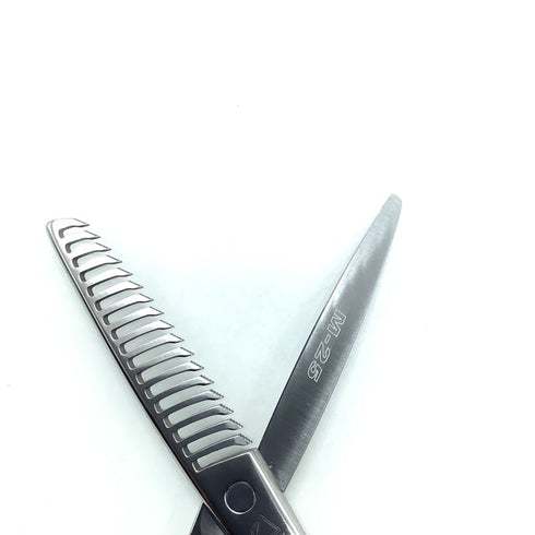 【ミズタニシザーズ ミズタニシザーMIZUTANI SCISSORS】ACRO Acroleaf WIDE M-25 メガネ シザー セニング 美容ハサミ すきばさみ 美容師 理容師 約15~25% 右利き 5.8インチ 中古 sc2307