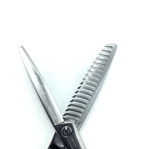 【ミズタニシザーズ ミズタニシザーMIZUTANI SCISSORS】ACRO Acroleaf WIDE M-25 メガネ シザー セニング 美容ハサミ すきばさみ 美容師 理容師 約15~25% 右利き 5.8インチ 中古 sc2307