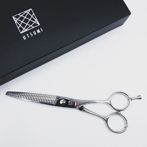 新品未使用【内海ウツミUTSUMI】SL24 メガネ シザー セニング 美容ハサミ すきばさみ 美容師 理容師 約20~25% 右利き 6インチ 中古 sc1798