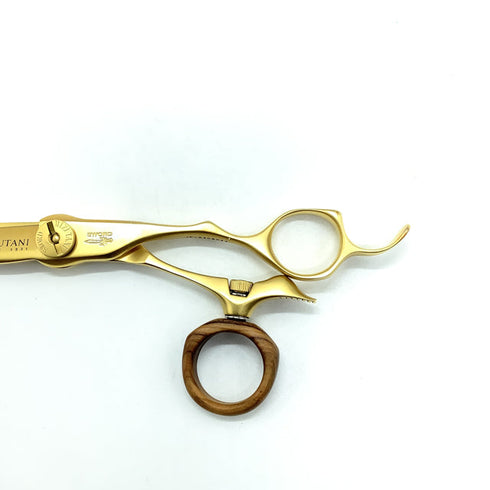 【ミズタニシザーズ ミズタニシザーMIZUTANI SCISSORS】SWIVEL S-01 × wood ring シザー オフセット 理容 美容ハサミ 美容師 理容師 右利き 5.7インチ 中古 sc2434