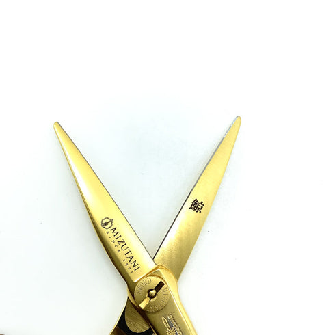 【ミズタニシザーズ ミズタニシザーMIZUTANI SCISSORS】SWIVEL S-01 × wood ring シザー オフセット 理容 美容ハサミ 美容師 理容師 右利き 5.7インチ 中古 sc2434