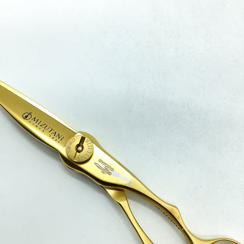 【ミズタニシザーズ ミズタニシザーMIZUTANI SCISSORS】SWIVEL S-01 × wood ring シザー オフセット 理容 美容ハサミ 美容師 理容師 右利き 5.7インチ 中古 sc2434