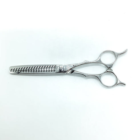 美品【ナルトシザーズ ナルトシザーNARUTO SCISSORS】五梳きクーパーライン メガネ シザー セニング 美容ハサミ すきばさみ 美容師 理容師 約60% 右利き 6インチ 中古 sc2446