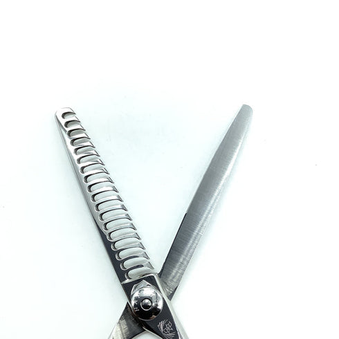 美品【ナルトシザーズ ナルトシザーNARUTO SCISSORS】五梳きクーパーライン メガネ シザー セニング 美容ハサミ すきばさみ 美容師 理容師 約60% 右利き 6インチ 中古 sc2446