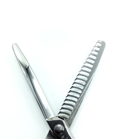 美品【ナルトシザーズ ナルトシザーNARUTO SCISSORS】五梳きクーパーライン メガネ シザー セニング 美容ハサミ すきばさみ 美容師 理容師 約60% 右利き 6インチ 中古 sc2446