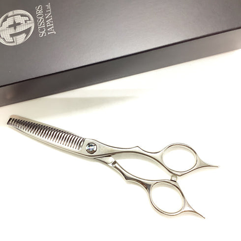 新品未使用【シザーズジャパンSCISSORS JAPAN】QV FLOR25%29 QVF25%29i18Y メガネ シザー セニング 美容ハサミ すきばさみ 美容師 理容師 約20~30% 右利き 6インチ 中古 sc2516