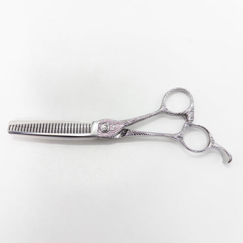 【ナルトシザーズ ナルトシザーNARUTO SCISSORS】二梳きヘネシースケルトー木目 オフセット シザー セニング 美容ハサミ すきばさみ 美容師 理容師 約10% 右利き 5.8インチ 中古 sc2682