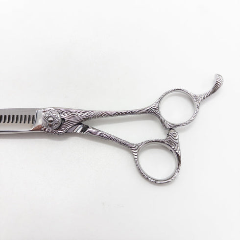 【ナルトシザーズ ナルトシザーNARUTO SCISSORS】二梳きヘネシースケルトー木目 オフセット シザー セニング 美容ハサミ すきばさみ 美容師 理容師 約10% 右利き 5.8インチ 中古 sc2682