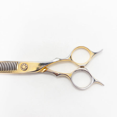 【ハヤシシザーズ ハヤシシザーHAYASHI SCISSORS】V-30RW-WH-6 メガネ シザー セニング 美容ハサミ すきばさみ 美容師 理容師 約25~30% 右利き 6インチ 中古 sc2742